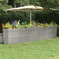 Berkfield Home Garden Raised Bed Powder-coated Steel 332x40x68 cm Silver | Size: 332 x 40 x 68 cm