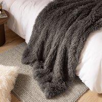 Furn Rowan Faux Fur Throw in Grey | Size: 130 cm x 170 cm