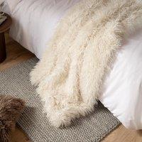 Furn Rowan Faux Fur Throw in Ecru | Size: 130 cm x 170 cm