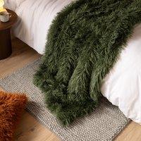 Furn Rowan Faux Fur Throw in Khaki | Size: 130 cm x 170 cm