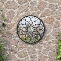 Berkfield Home Garden Mirror Black 60x3 cm Iron Round for Outdoor Use