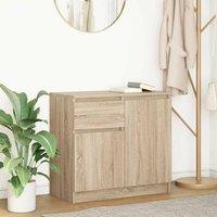 Berkfield Home Sideboard with Drawer Sonoma Oak 71x35x65 cm Engineered Wood in Brown | Size: 71 x 35 x 65 cm