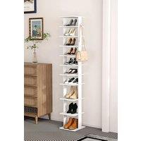 Living and Home Contemporary 10-Tier Household Space Saving Shoe Rack in White
