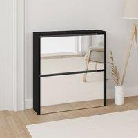 Berkfield Home Shoe Cabinet with Mirror 2-Layer Black 63x17x67 cm | Size: 63 x 17 x 67 cm