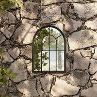 Berkfield Home Garden Mirror Black 60x45 cm Iron for Outdoor Use