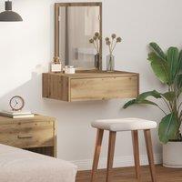 Berkfield Home Wall Hanging Dressing Table Artisan Oak 60x40x70 cm in Brown | Size: 60 x 40 x 70 cm