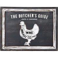 KDMD Butchers Cuts Chicken Wall Plaque in White