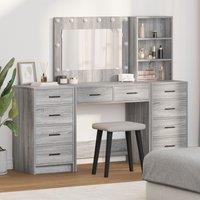Berkfield Home 3 Piece Dressing Table Set with LED in Grey Sonoma Engineered Wood