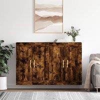 Berkfield Home Wall Mounted Cabinets 2 pcs Smoked Oak Engineered Wood in Brown