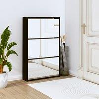 Berkfield Home Shoe Cabinet with Mirror 3-Layer Black 63x17x102.5 cm