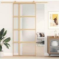 Berkfield Home Sliding Door Gold 90x205 cm Frosted ESG Glass & Aluminium