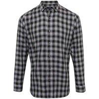 Premier Men's Mulligan Checked Cotton Long-Sleeved Shirt in Dark Grey | Size: 2XL