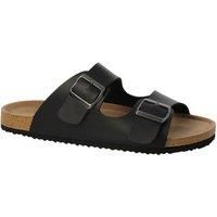 Thomas Blunt Men's Double Buckle Footbed Casual Sandal with Cork Sole in Black | Size: 8