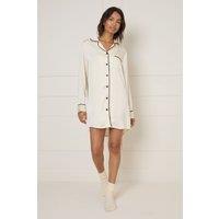 Oasis Women's Long Sleeve Plain Satin Nightie in Ivory | Size: Medium
