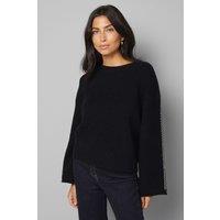 Wallis Women's Black Crew Neck Trim Detail jumper | Size: Large
