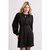 Dorothy Perkins Women's Stud Detail Waist Jersey Mini Dress in Black | Size: 10