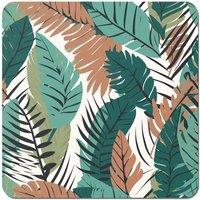 Warren Reed - Designer Tropical Floral Leaves Green Brown Coasters - Set of 4