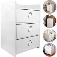SPETLEK 3 Drawer Wooden Bedroom Bedside Cabinet Furniture Storage in White