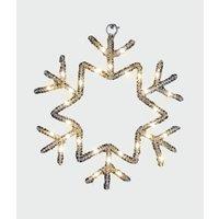Xmas Haus 25CM 30L Warm White Led Hanging Snowflake, 3xAA in Black