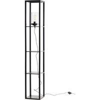 First Choice Lighting Giles - Shelved Unit Floor Lamp with Glass Shade in Black