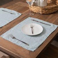 Native Natural Aqua Set of 4 100% Linen Placemats in Blue