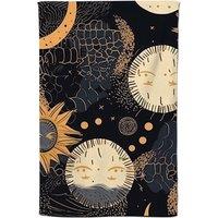 Warren Reed - Designer Gold Sun & Moon Tea Towel in Yellow
