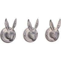 Melody Maison Set Of 3 Grey Hare Head Coat Hooks