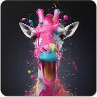 Warren Reed - Designer Splashart Giraffe Face Pink Coasters - Set of 4