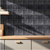 Living and Home 10Pcs 3D Square Self-Adhesive Wall Tile Stickers in Dark Grey