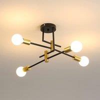 COMELY Vintage Ceiling Lights, Industrial 4 Lights Glod Ceiling Lights, E27 in Black