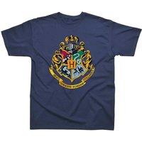 Harry Potter Boy's Hogwarts Crest Gold Ink T-Shirt in Navy | Size: 3-4 Years