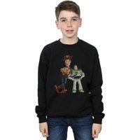 Disney Boy's Toy Story Buzz & Woody Standing Sweatshirt in Black | Size: 3-4 Years