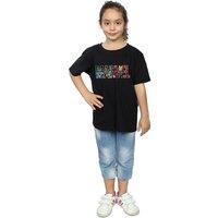 Marvel Comics Girl's Infill Character Cotton Logo T-Shirt in Black | Size: 3-4 Years