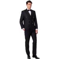 XPOSED Men's Elegant Double Breasted Slim Fit Tuxedo Jacket Trouser Set in Black | Size: 48R