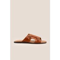 Oswin Hyde Men's Logan Double Monk Strap Sandals in Tan | Size: 8