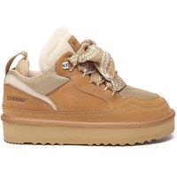 EverAu Australia Men's Real Wool Fabric Men Papuan Lace Up Platform Sneaker Boots with EVA Foaming Sole in Brown | Size: 13