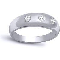 Jewelco London Men's 9ct White Gold 0.33ct Diamond Domed Band Trilogy Ring 7mm in Metallics | Size: P