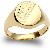 Jewelco London Men's Solid 9ct Gold Diamond Cut Oval Signet Ring | Size: Z+2