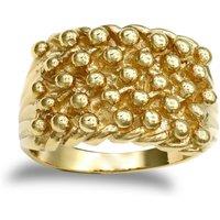 Jewelco London Men's 9ct Gold 5 Row King George III Keeper Guard Rope Edge Ring | Size: Z+3