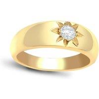 Jewelco London Men's Mens 9ct Gold 0.25ct Diamond Domed Band Solitaire Ring 7mm | Size: J