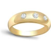 Jewelco London Men's Mens 9ct Gold 0.34ct Diamond Domed Band Trilogy Ring 7mm | Size: Small