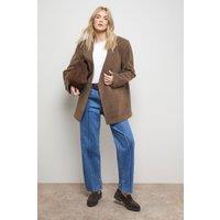 Oasis Women's Collarless Blazer Coat in Camel | Size: 14