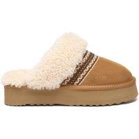EverAu Australia Women's Crake Knitted Platform Real Sheepskin Slippers in Brown | Size: 3