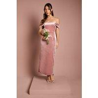 Coast Women's Velvet Bardot Column Bridesmaid Maxi Dress in Blush | Size: 10