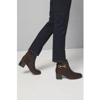Wallis Women's Antonia Faux Leather Snaffle Detail Mid Heel Ankle Boots in Brown | Size: 6