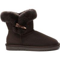 EverAu Australia Women's Real Sheepskin Robin Horn Toggle button Mini Boots with TPR Sole in Chocolate | Size: 4