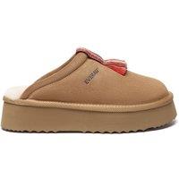 EverAu Australia Women's Caspian Platform Real Sheepskin Slippers in Brown | Size: 9