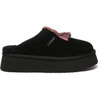 EverAu Australia Women's Caspian Platform Real Sheepskin Slippers in Black | Size: 4