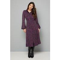 Wallis Women's Leopard Print Godet Shirt Dress in Berry | Size: 14