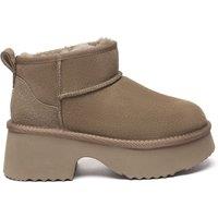 EverAu Australia Women's Real Sheepskin Women Nicobar 3-Way Style Platform Mid Boots with EVA Sole in Walnut | Size: 6